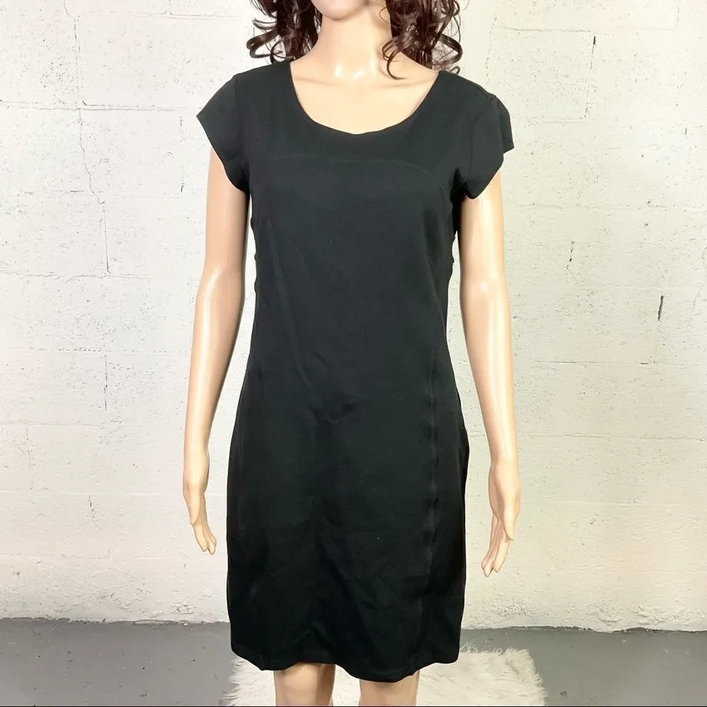 Athleta IIusion black jersey bodycon sheath mini dress M